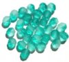 25 8mm Faceted "Fire & Ice" Two-Tone Teal & Crystal Firepolish Beads